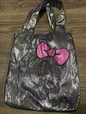 Glitter Monster High Skull Tote with Pink Bow